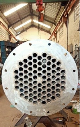 Fabricated shell-and-tube heat exchanger body