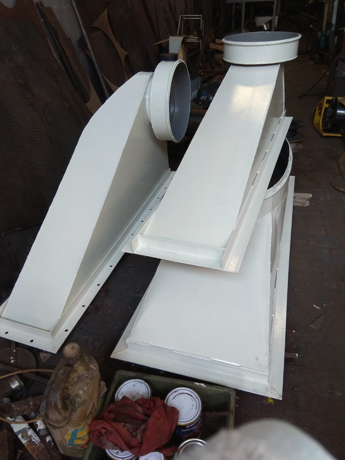 Custom-fabricated and painted industrial ducting assemblies